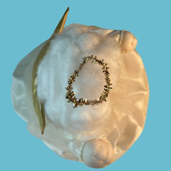 Plush Angel Doll Music Box Movement Satin Lace Gold Wings Hark The Angels Sing - Picture 6 of 12